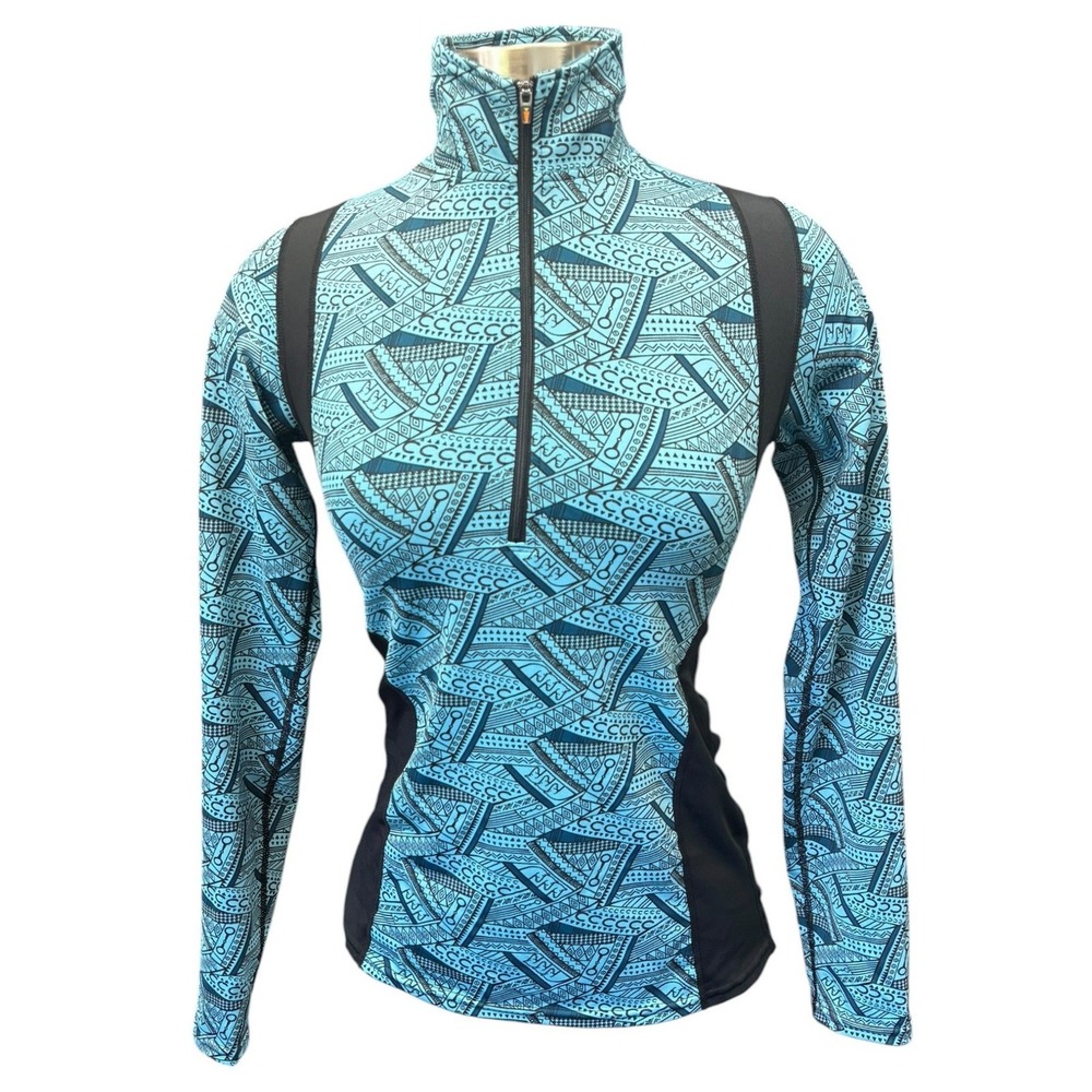 Kerrits‎ Twist of Bit Zip Neck Tee Blue Equestrian Riding Performance Top XS